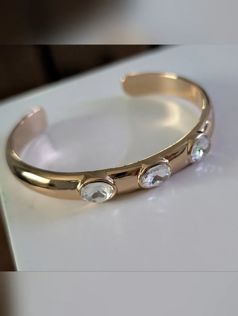 Ettika Gold Crystal Accent Open Bangle Bracelet - Women Jewelry